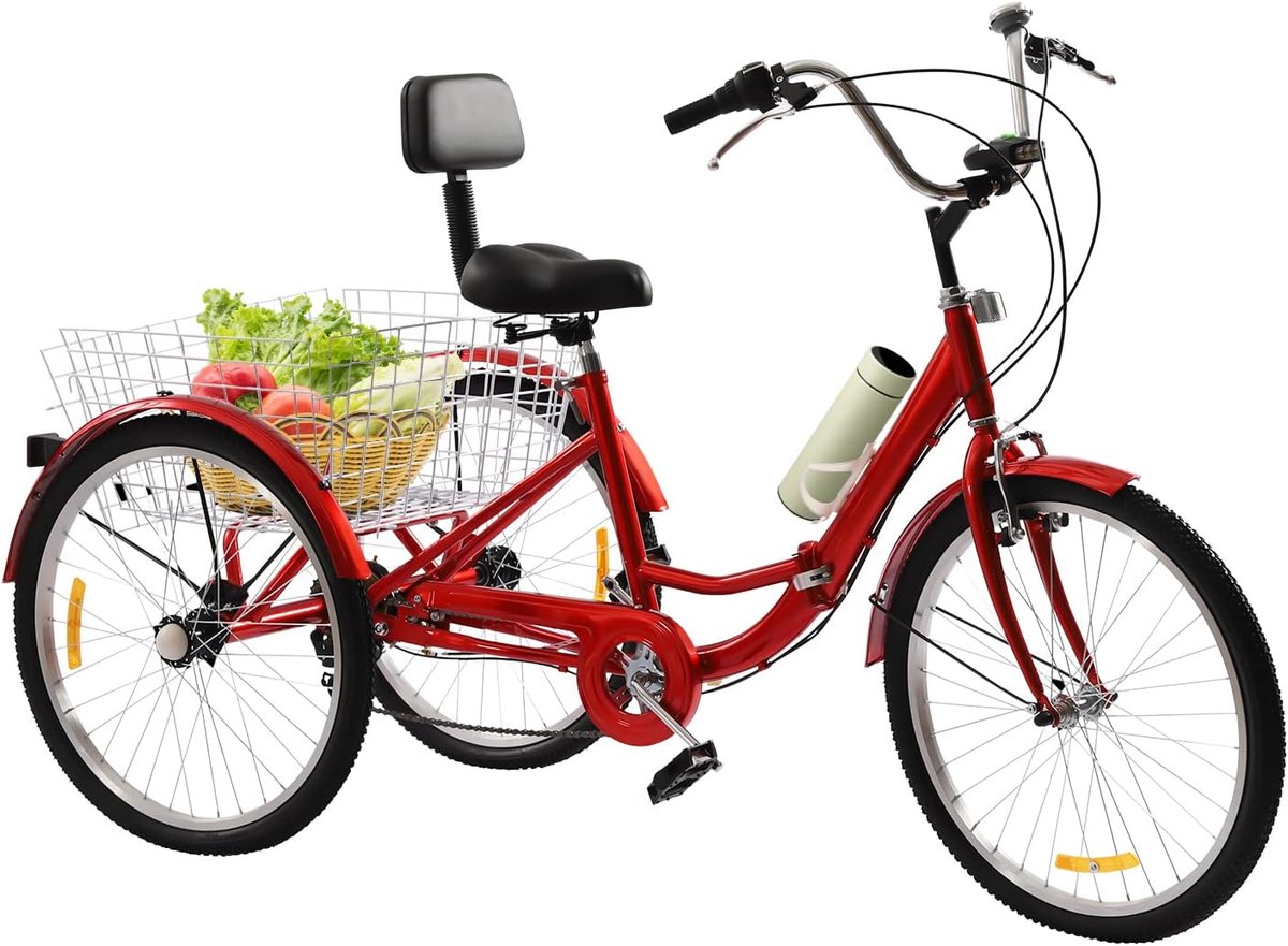 Driewieler voor volwassenen - Vouwfiets met drie wielen - Boodschappen en transport - Sterk koolstofstaal frame - 24 inch wielen Driewieler kopen online