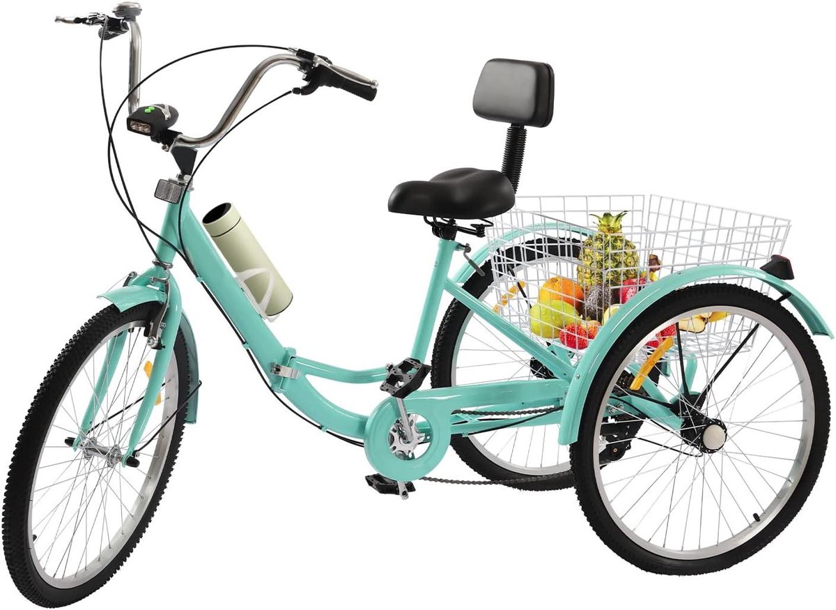 Driewieler voor volwassenen - Vouwfiets met drie wielen - Comfortabel transport - Opvouwbaar design - 24 inch - Groen Driewieler kopen online