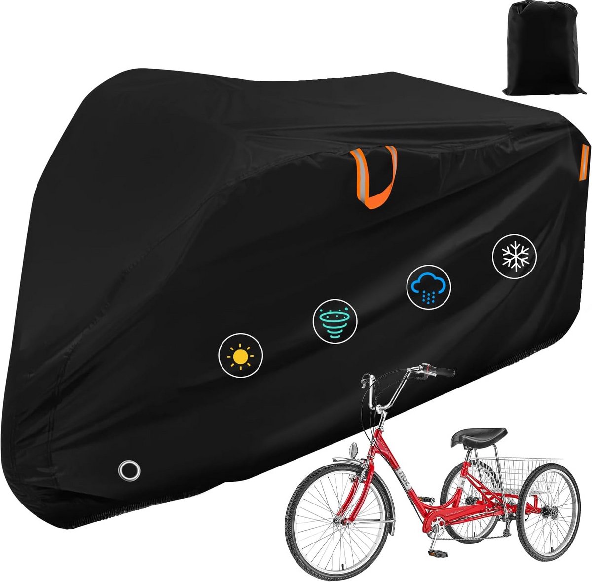 driewielerhoes voor volwassenen waterdichte buitenopslag zwaar belastbare anti uv 420d scheurbestendige fietshoezen geschikt voor elektrische driewielers fietsen met 3 wielen gebruik voor