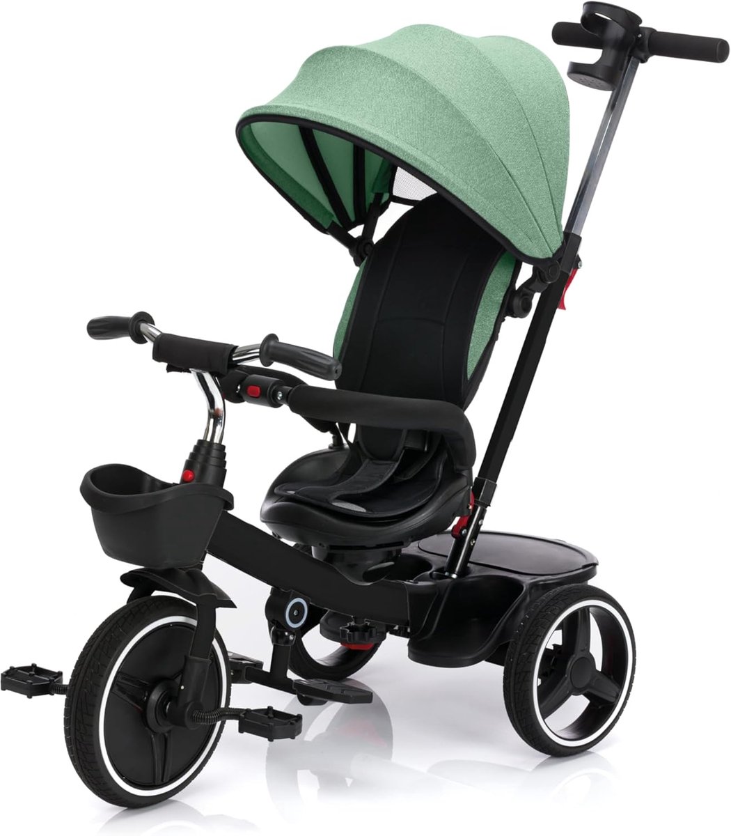 Driewielerwagen - Kinderdriewieler - Buiten spelen - Groei mee met je kind - Tot 22 kg - Zwart groen Driewieler kopen online