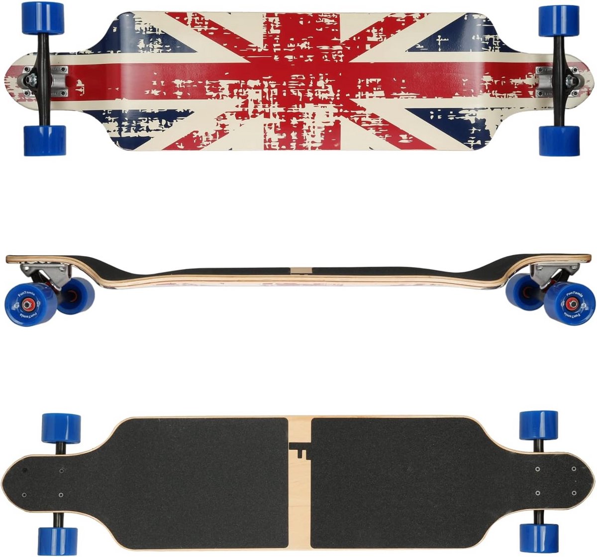 Drop Down Longboard 104 cm - Hoge Grip en Stabiliteit - Esdoornhout - Max 122 kg Longboard kopen online