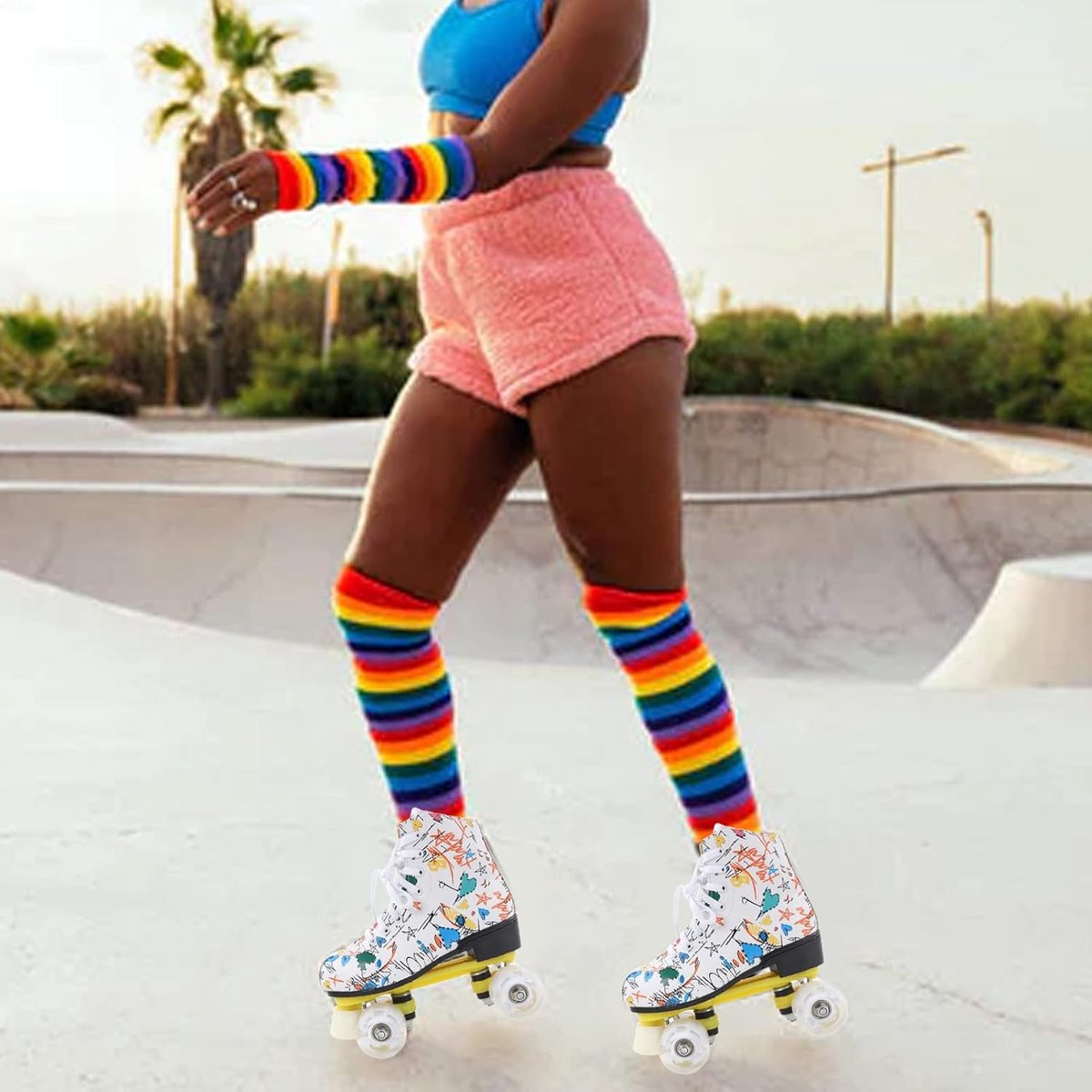 Dubbele Rolschaatsen - Witte skates - Buitenplezier - Voorste steunpilaar - Maat 38 - Graffiti-print Rolschaatsen kopen online