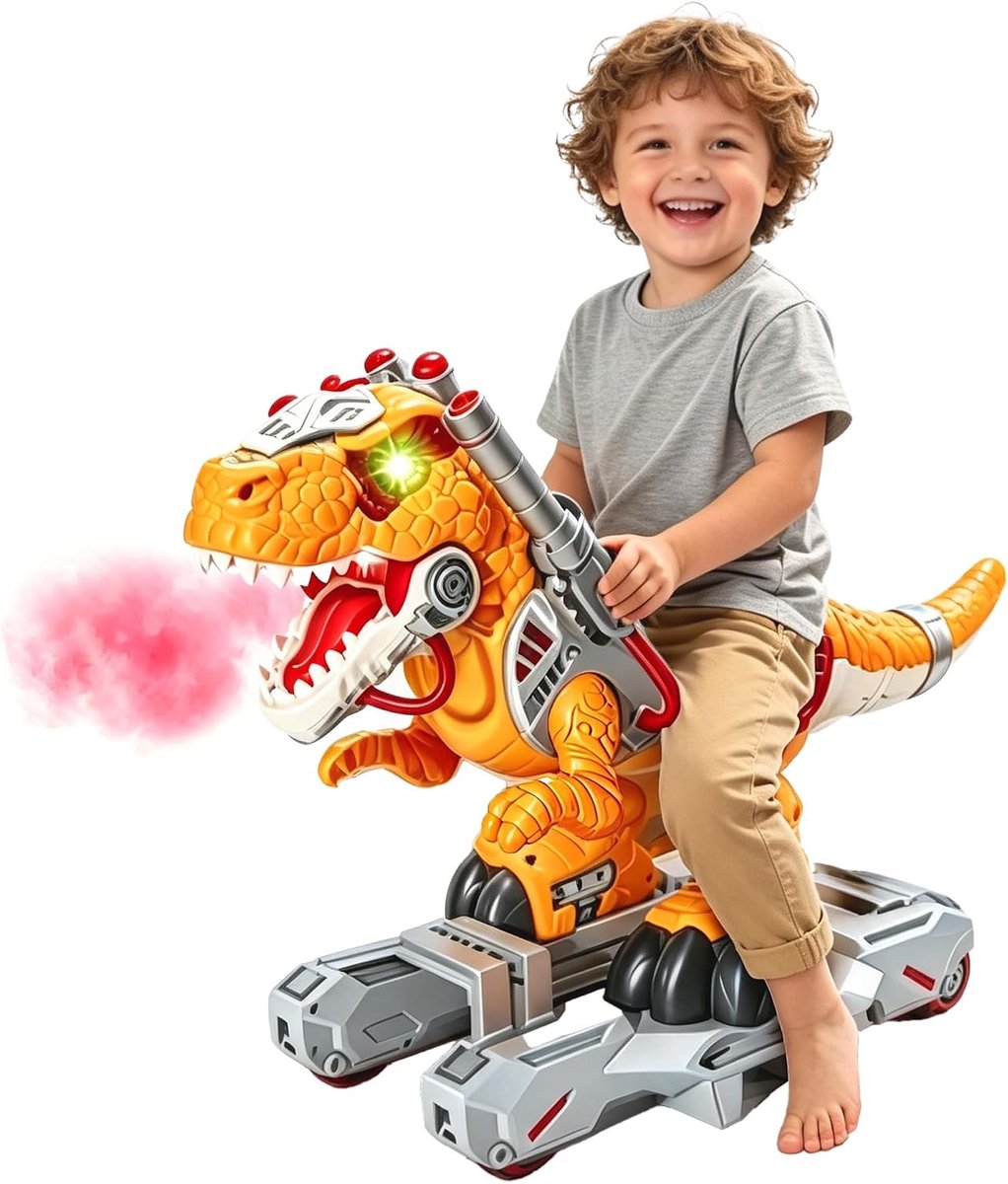 Elektrische Dinosaurus Loopauto - 6V Ride-On Speelgoed met Licht Muziek en Neveleffect - 6 Wielen - Voor Kinderen Driewieler kopen online
