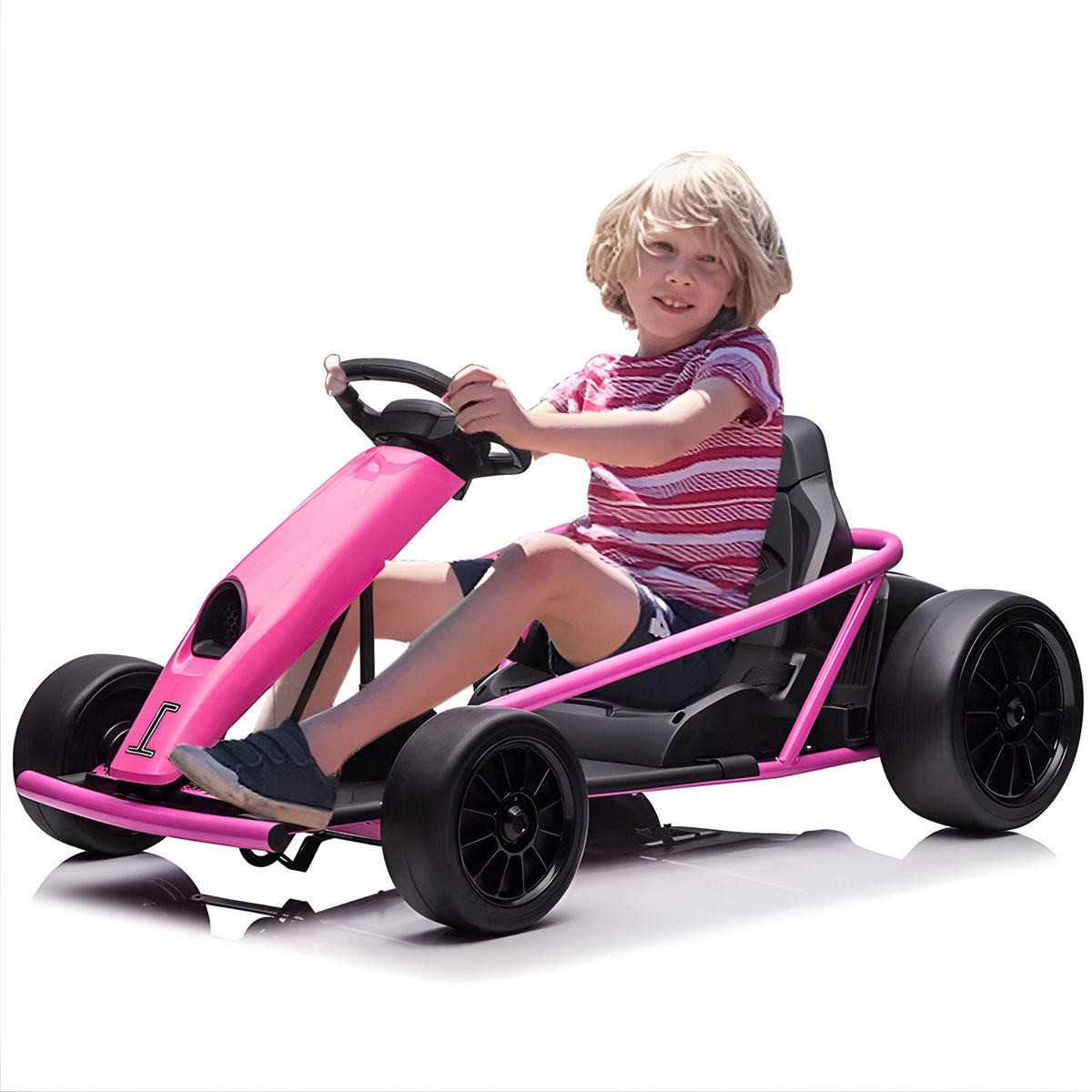 Elektrische driftkart - 24V elektrisch rijspeelgoed met dubbele 300W motoren, 8 MPH snelheid en muziekfunctie - 400x400 cm - Rozerood Sleeaccessoire kopen online