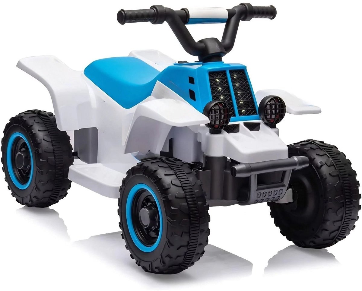 elektrische kinder quad met led muziek en startknop voor kinderen vanaf 3 jaar blauw wit 6v roze