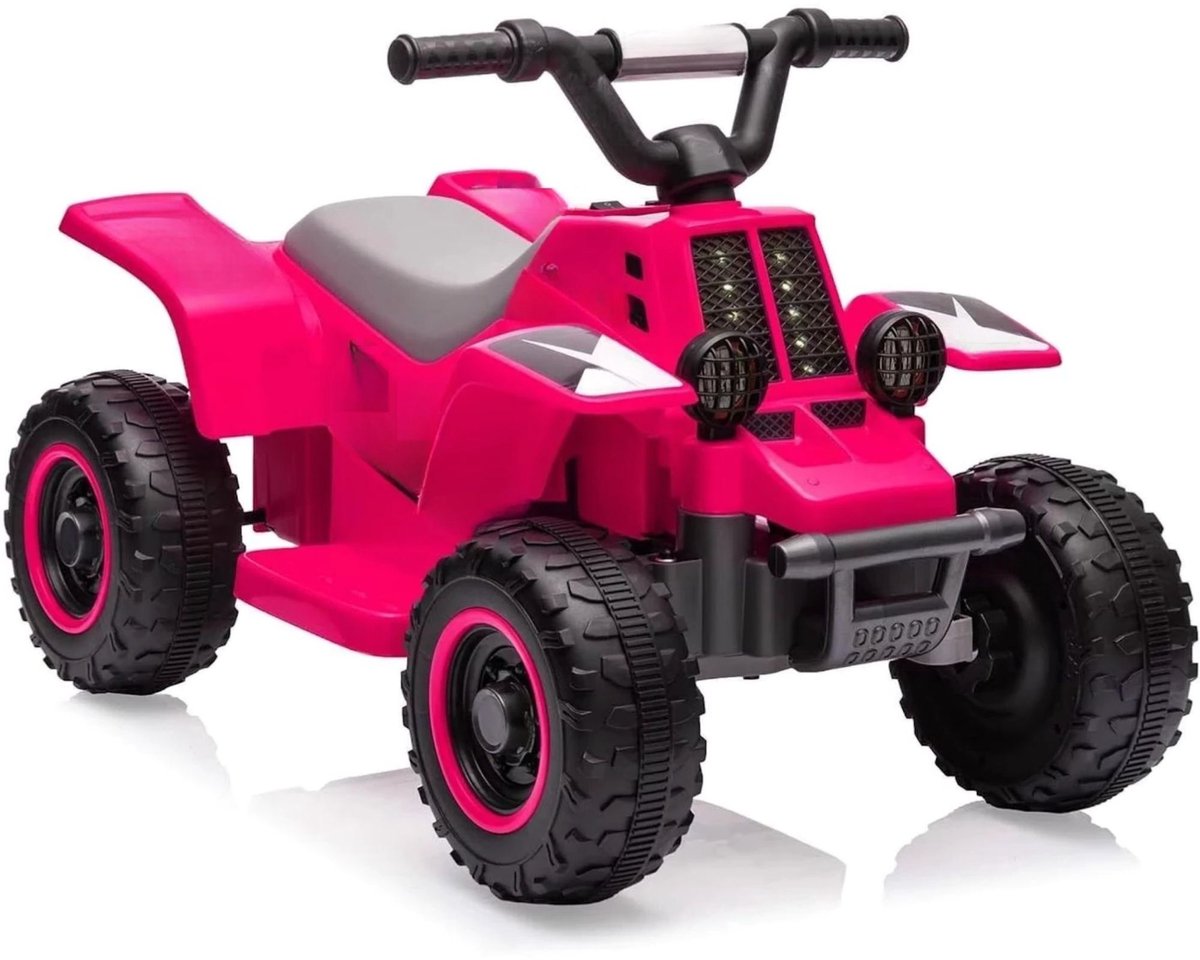 elektrische kinder quad met led muziek en startknop voor kinderen vanaf 3 jaar roserood 6v geel