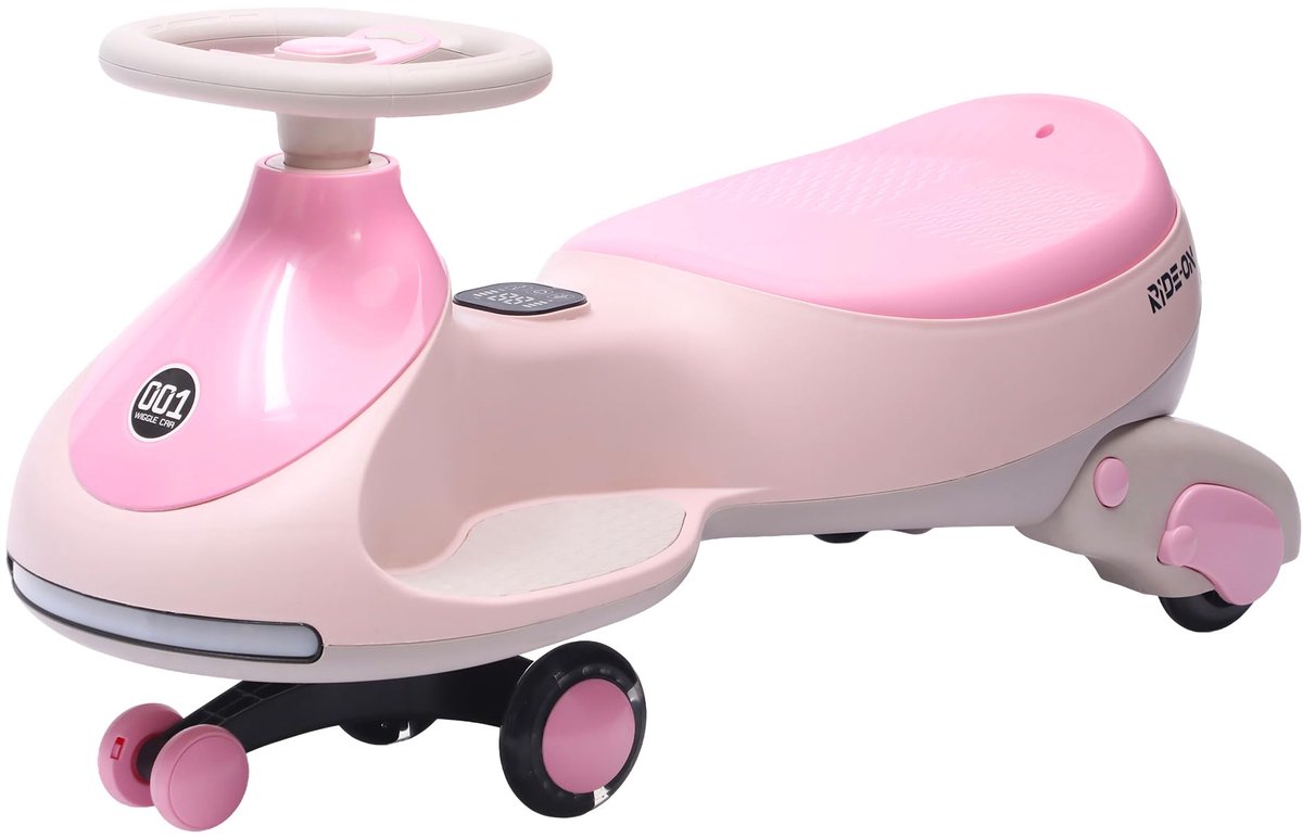 elektrische kinderauto 12v swing car met lichtgevende wielen 360 draaibaar stuur 2 in 1 kinder elektro auto met led en muziek tot 30 kg lichtroze