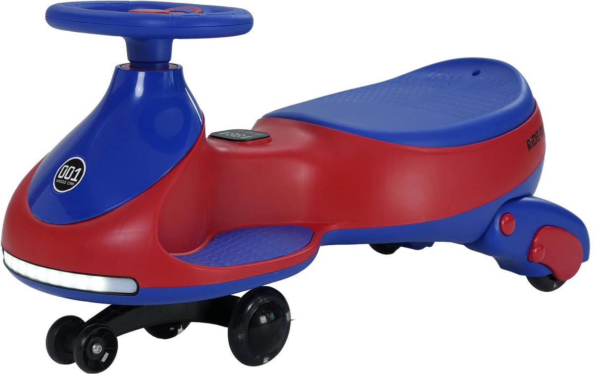 Elektrische Kinderauto 12V Swing Car met Lichtgevende Wielen, 360° Draaibaar Stuur, 2 in 1 Kinder Elektro Auto met LED en Muziek tot 30 kg, Rood Speelgoedaccuvoertuig kopen online