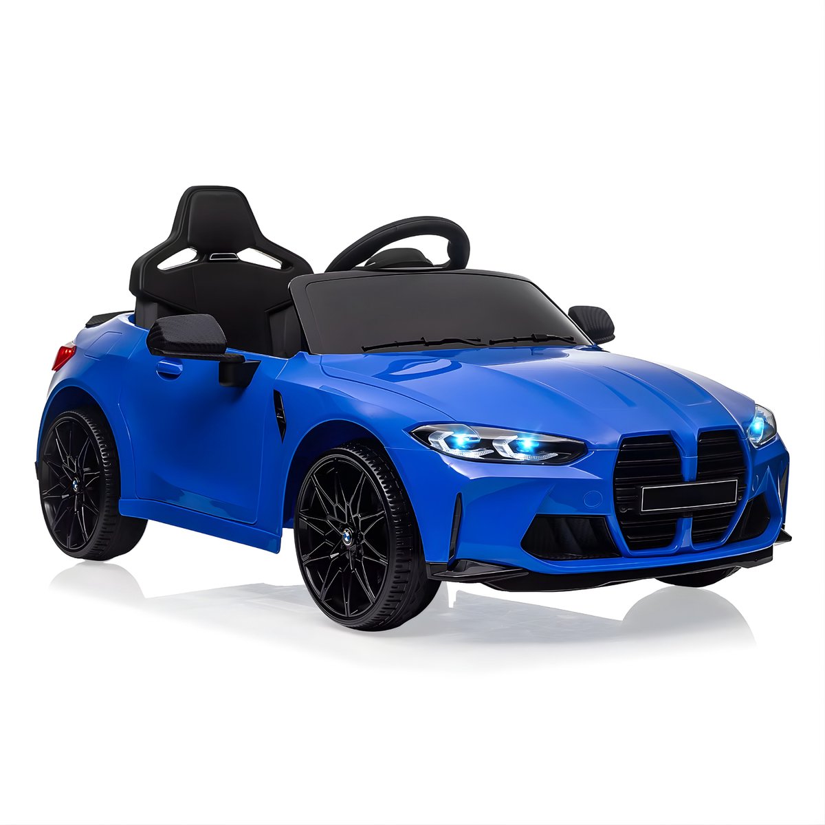 elektrische kinderauto 12v vering led verlichting muziek sportwagenstijl blauw