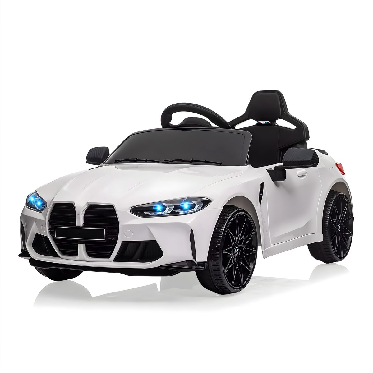 Elektrische Kinderauto - 12V, vering, LED-verlichting, muziek, sportwagenstijl - Wit Slee kopen online