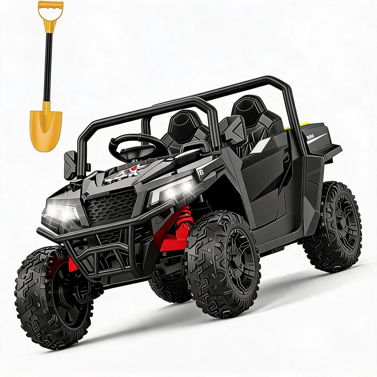 Elektrische Kinderauto 24V 2-Zits 4x4 Offroad – Zwarte Uitvoering – Afstandsbediening 2,4G, LED Verlichting, Claxon & Muziek, 3 Rijstanden, Dubbele 550-Motor 7AH, 116x64x39 cm Speelgoedaccuvoertuig kopen online