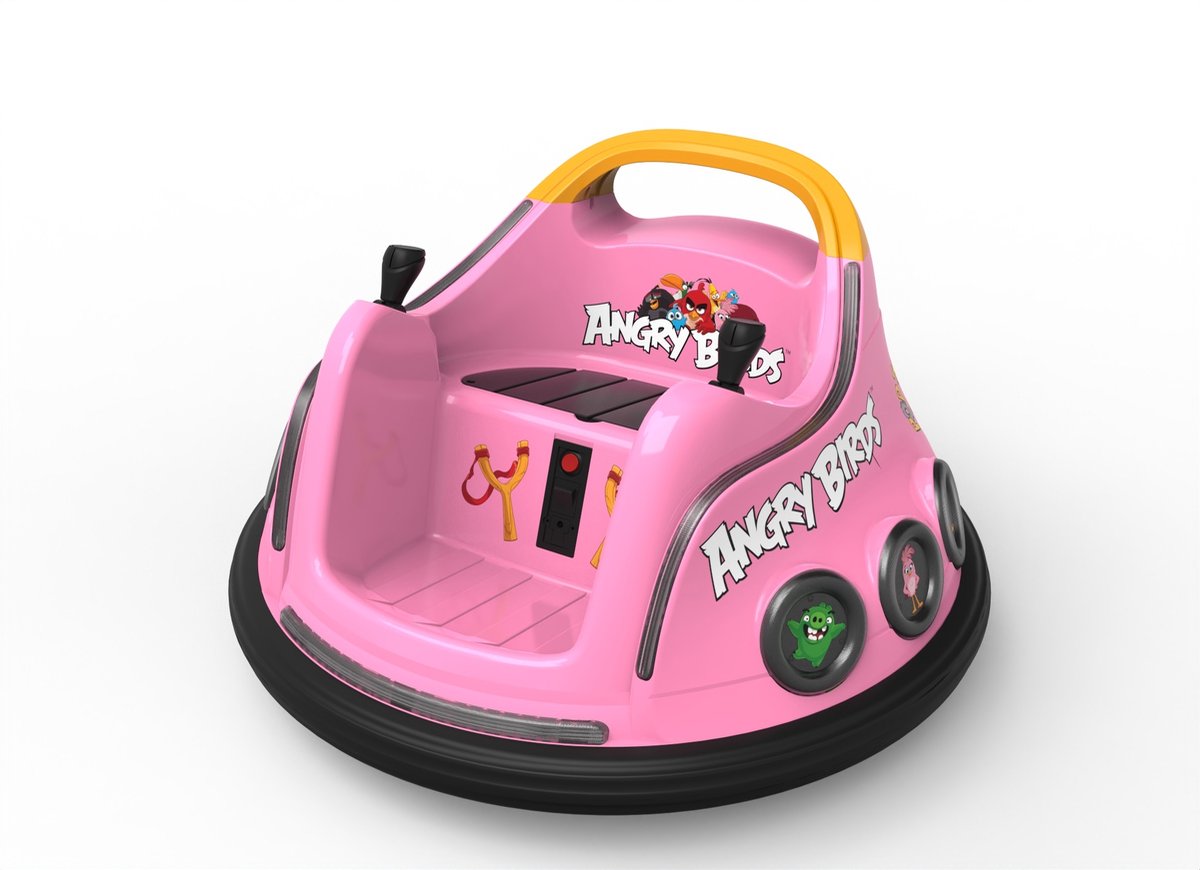 elektrische kinderauto bumper car angry birds 6v roze