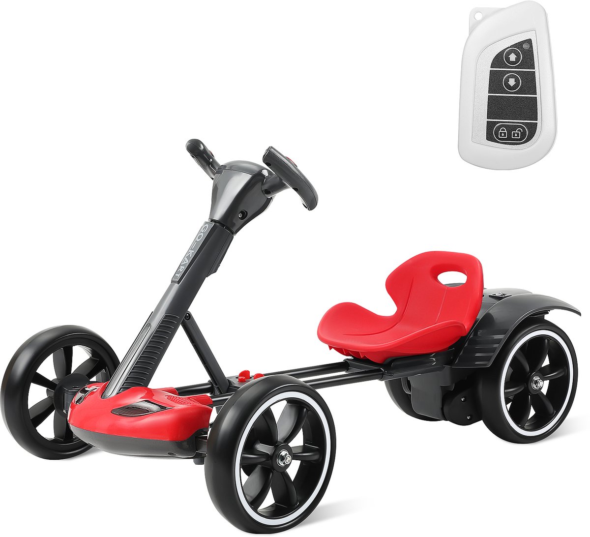 Elektrische Kinderkart Rood – Met Afstandsbediening, Bluetooth Speaker, 3-5 km/u – Max. 50 kg – Geschikt voor 3-8 Jaar – Incl. Oplader – EU-stekker Speelgoedaccuvoertuig kopen online