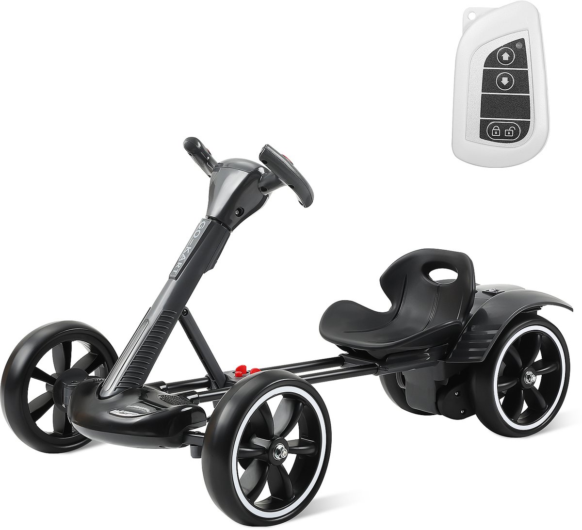Elektrische Kinderkart Zwart – Met Afstandsbediening, Bluetooth Speaker, 3-5 km/u – Max. 50 kg – Geschikt voor 3-8 Jaar – Incl. Oplader – EU-stekker Speelgoedaccuvoertuig kopen online