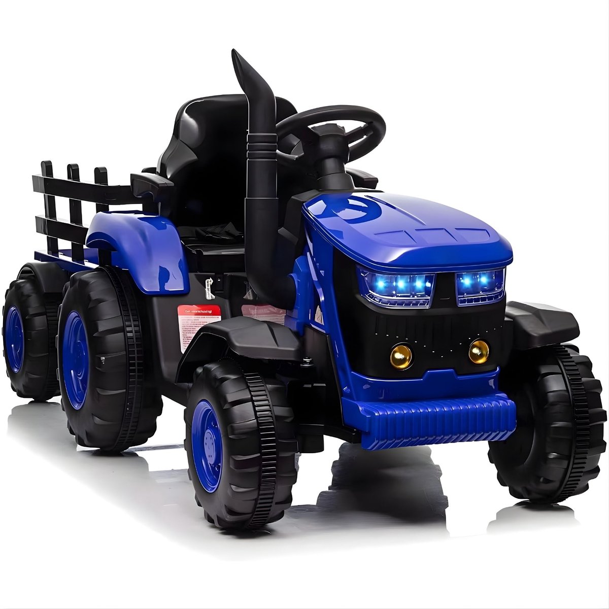 Elektrische kindertractor - Met verwijderbare trailer, muziek/MP3, 3 snelheden - Blauw Slee kopen online