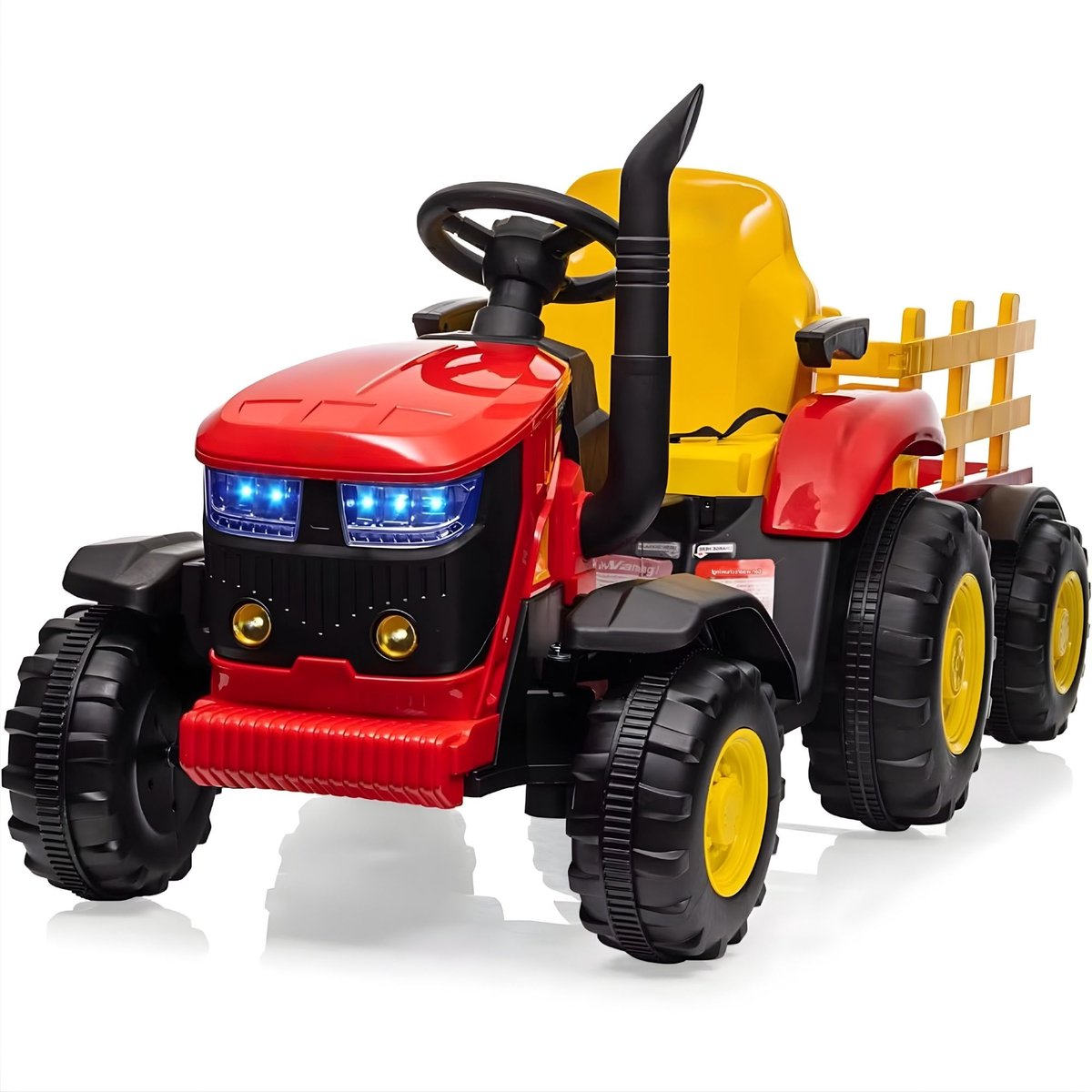 elektrische kindertractor met verwijderbare trailer muziek mp3 3 snelheden rood