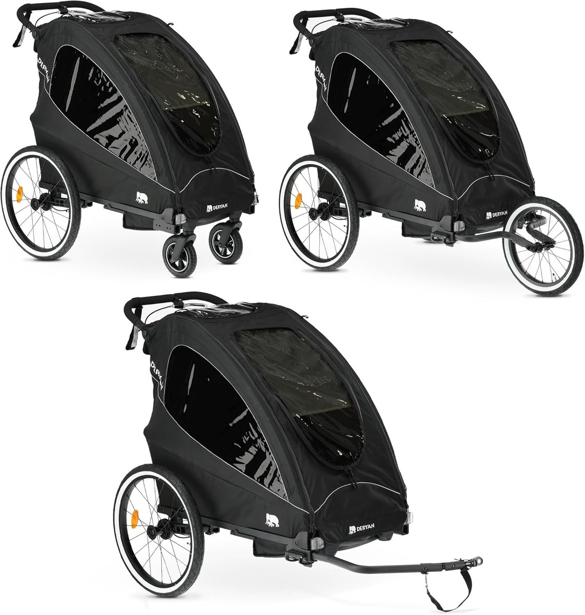 Fietsaanhanger Kinderwagen - Dubbele Buggy - Actief Gezin - 3-in-1 Multifunctioneel - 2 Kinderen - Zwart Driewieler kopen online