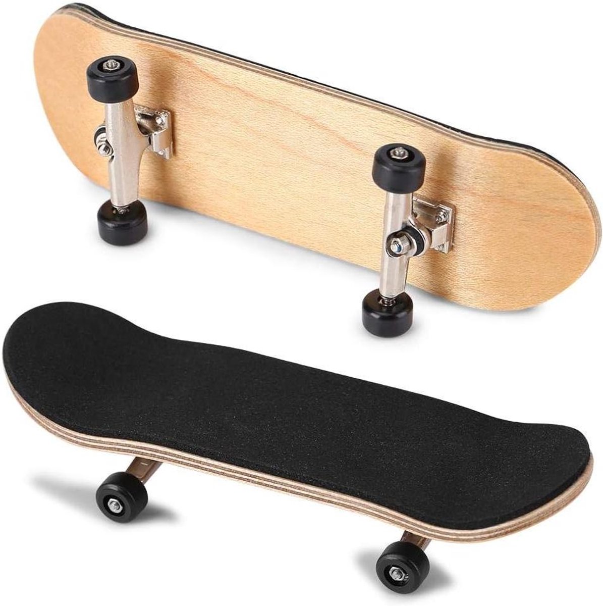 fingerboard set mini skateboard houten skateboard ontspannen handen 5 laags esdoornhout 96 x 28 mm zwart