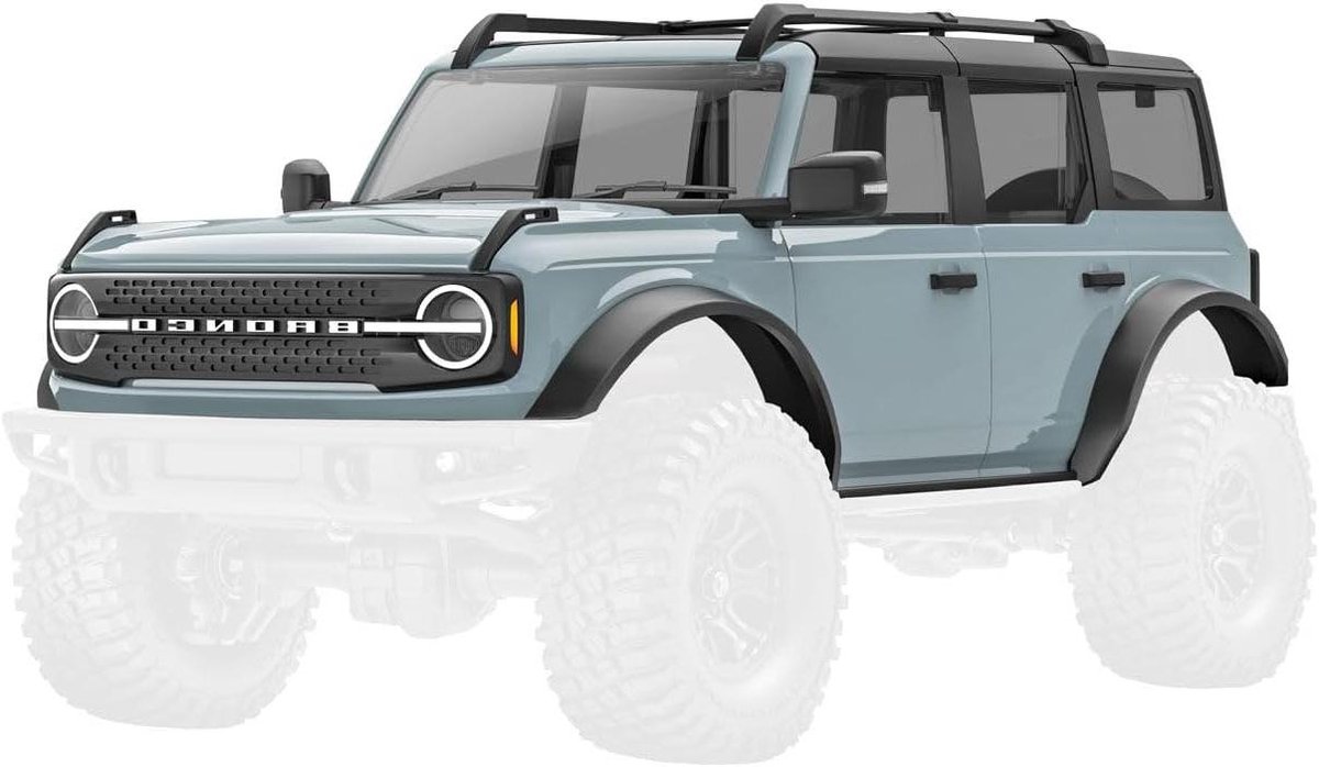 ford bronco body carrosserie body shell rc auto accessoire clipless montage 1 18 scale cactus grijs