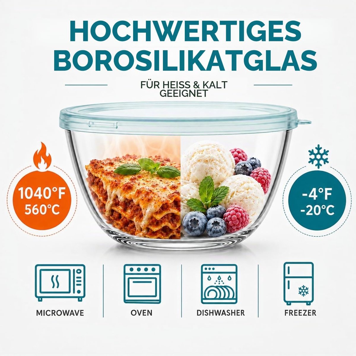 glazen mengkommen met deksels Set van 3 (1 l, 2,5 l, 4,2 l), ideaal voor het bewaren van voedsel, koken, bakken, bereiden Rolschaatsen kopen online