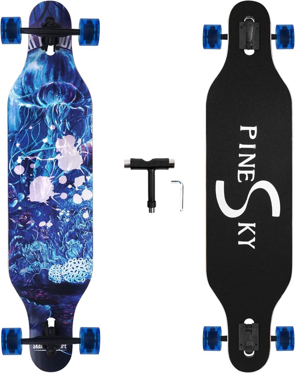 groot longboard skateboard 41 inch 8 laags esdoorn compleet cruiser