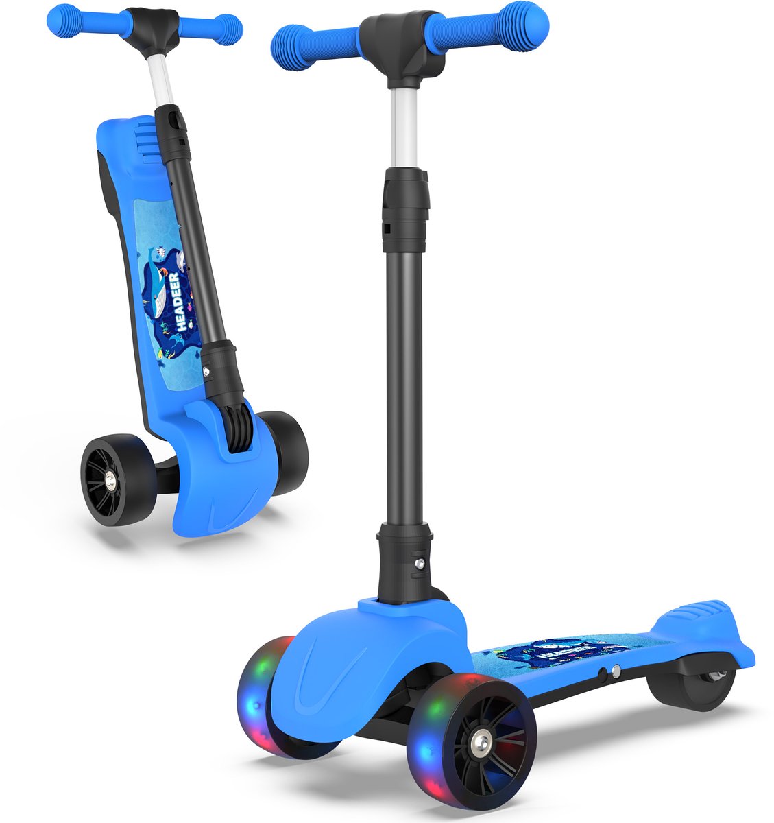 headeer h2 elektrische kinderstep 80w motor tot 5 km u 24v 2 6ah opvouwbaar verstelbaar stuur veilige step voor kinderen blauw