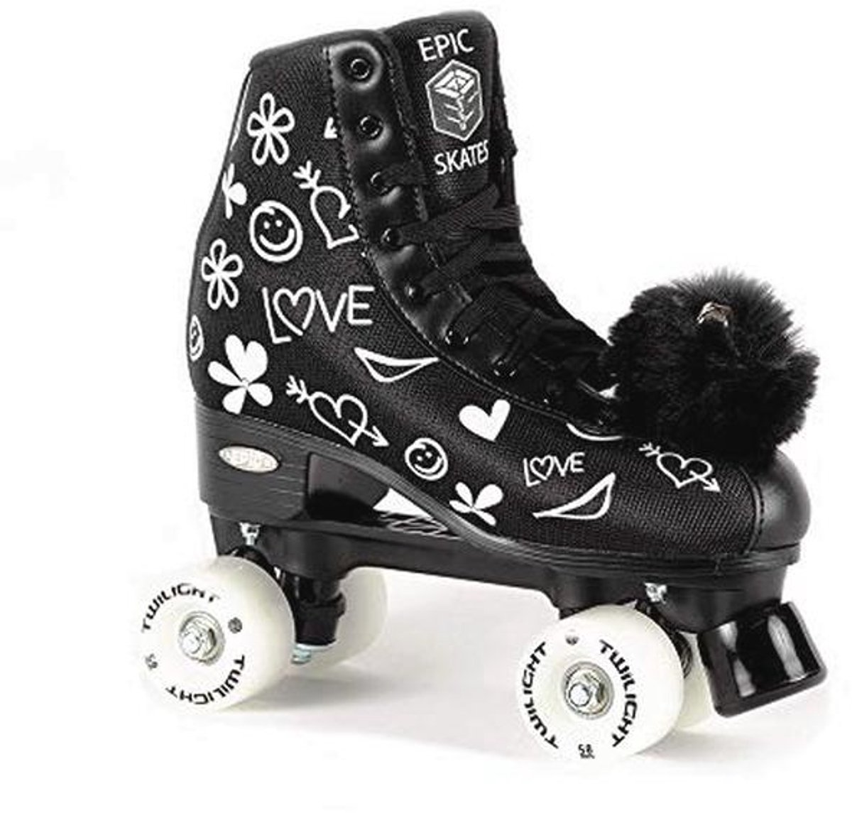 high top led rolschaatsen met pompons en veters