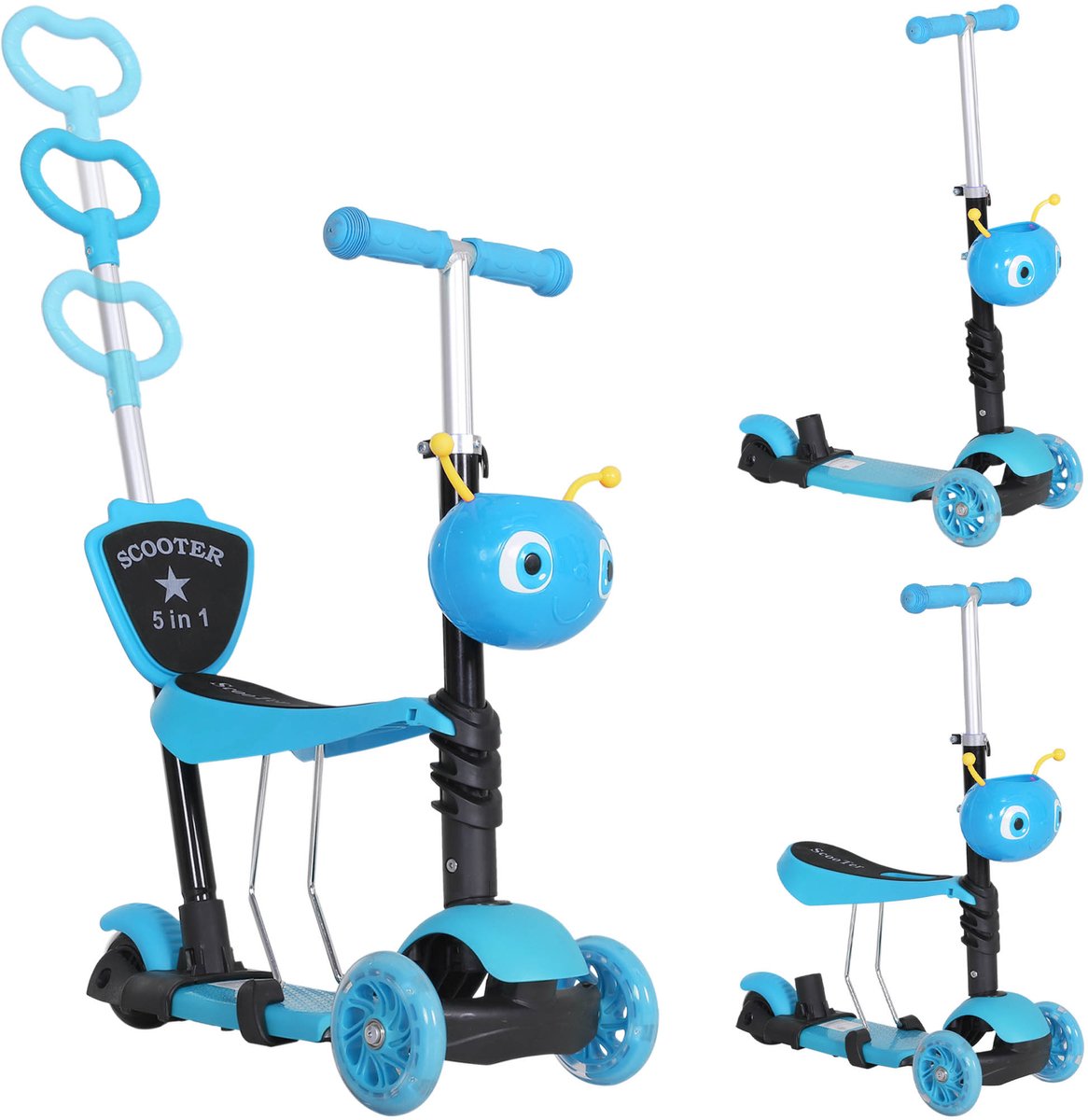 HOMCOM Kinderstep - Aluminium - 62x25x73cm - Blauw Step kopen online