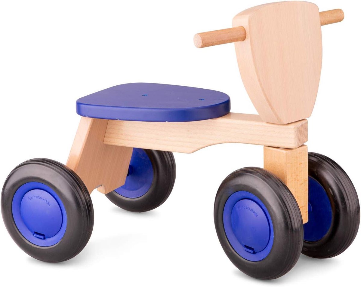 Houten Driewieler - Loopfiets - Buiten Spelen - EVA Rubber Wielen - 20 x 10 x 30 cm - Blauw Driewieler kopen online