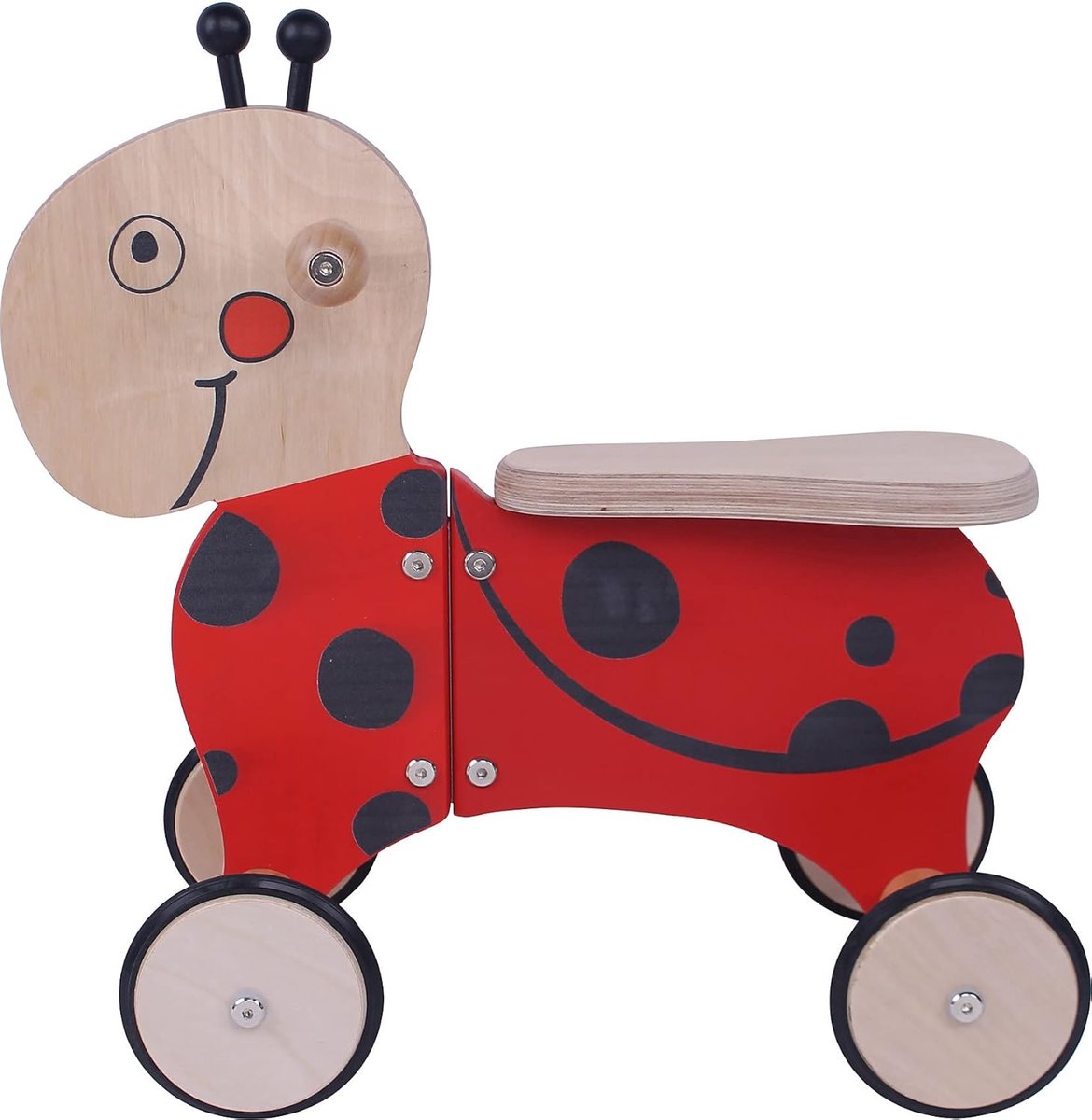 Houten loopfiets - 4-wieler - Ontwikkeling kind - Kindvriendelijk ontwerp - 46 x 22 x 48 cm - Multicolor Loopfiets kopen online