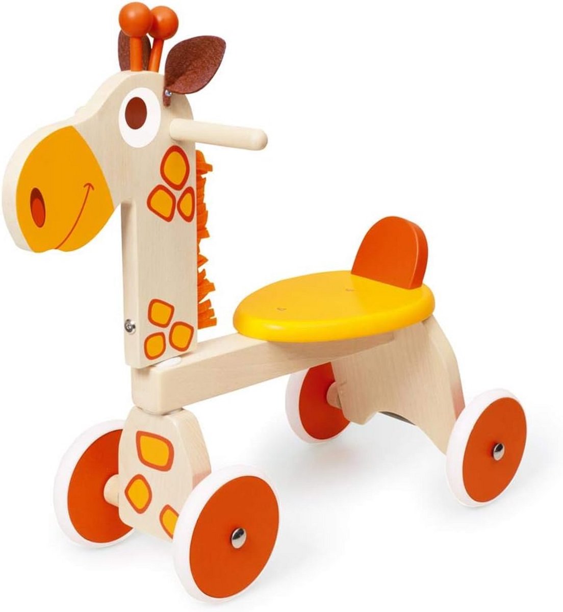 Houten Loopfiets Giraf met Vier Wielen en Stille Banden Loopfiets kopen online