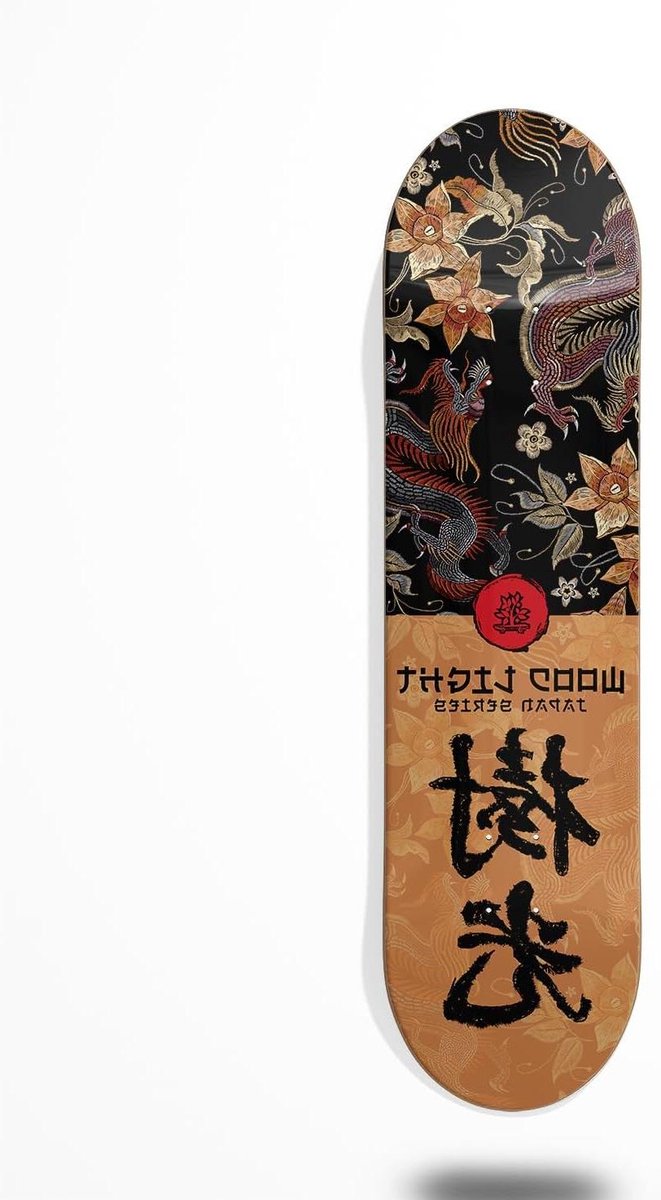 Houten Skateboard Deck - Tabla Japan Serie - Street Skate - Draagkracht 100kg - 8.5 inch - Rood Zwart Hout Skateonderdeel kopen online