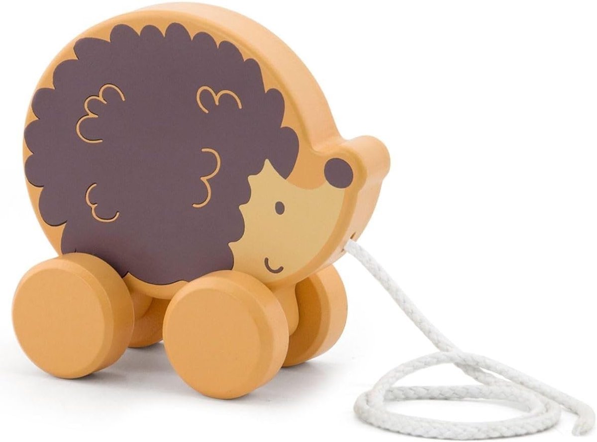 Houten Trekkertje - Dier Vriendje - Baby Ontwikkeling - Duurzaam Hout - 11x11x5 cm Speelgoedkruiwagen kopen online