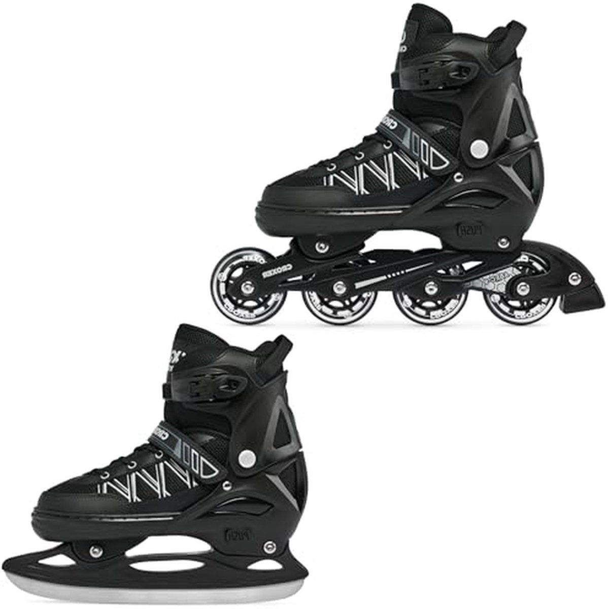 Inline skates met schaatsen - Rolschaatsen schaatsen - Sport en recreatie - 2-in-1 ombouwbaar - 42-45 - Zwart Rolschaatsen kopen online