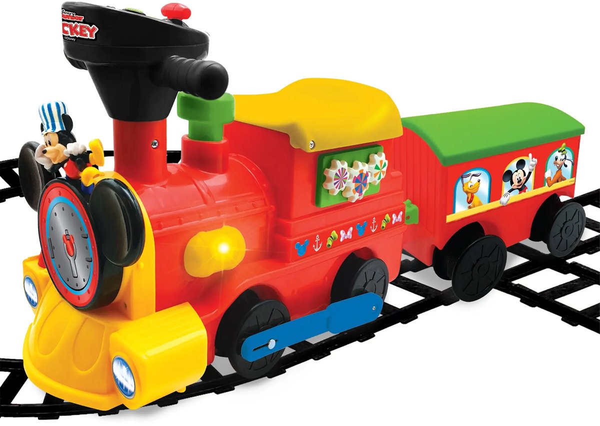 kiddieland mickey trein op batterijen met rails