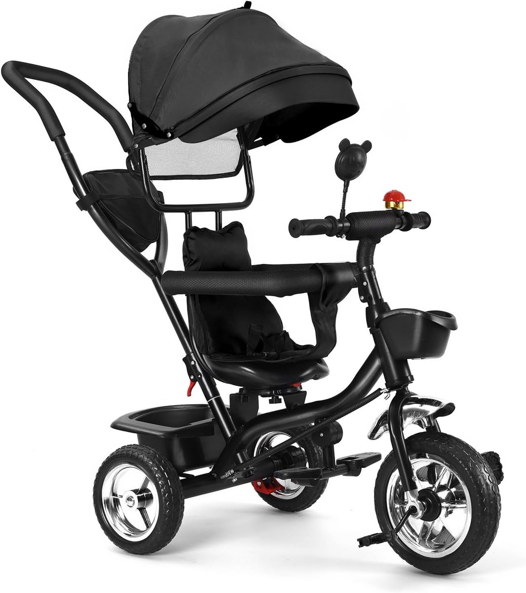 kinder driewieler 4 in 1 loopfiets buiten spelen draaibare zitting 75 x 46 x 106 cm zwart