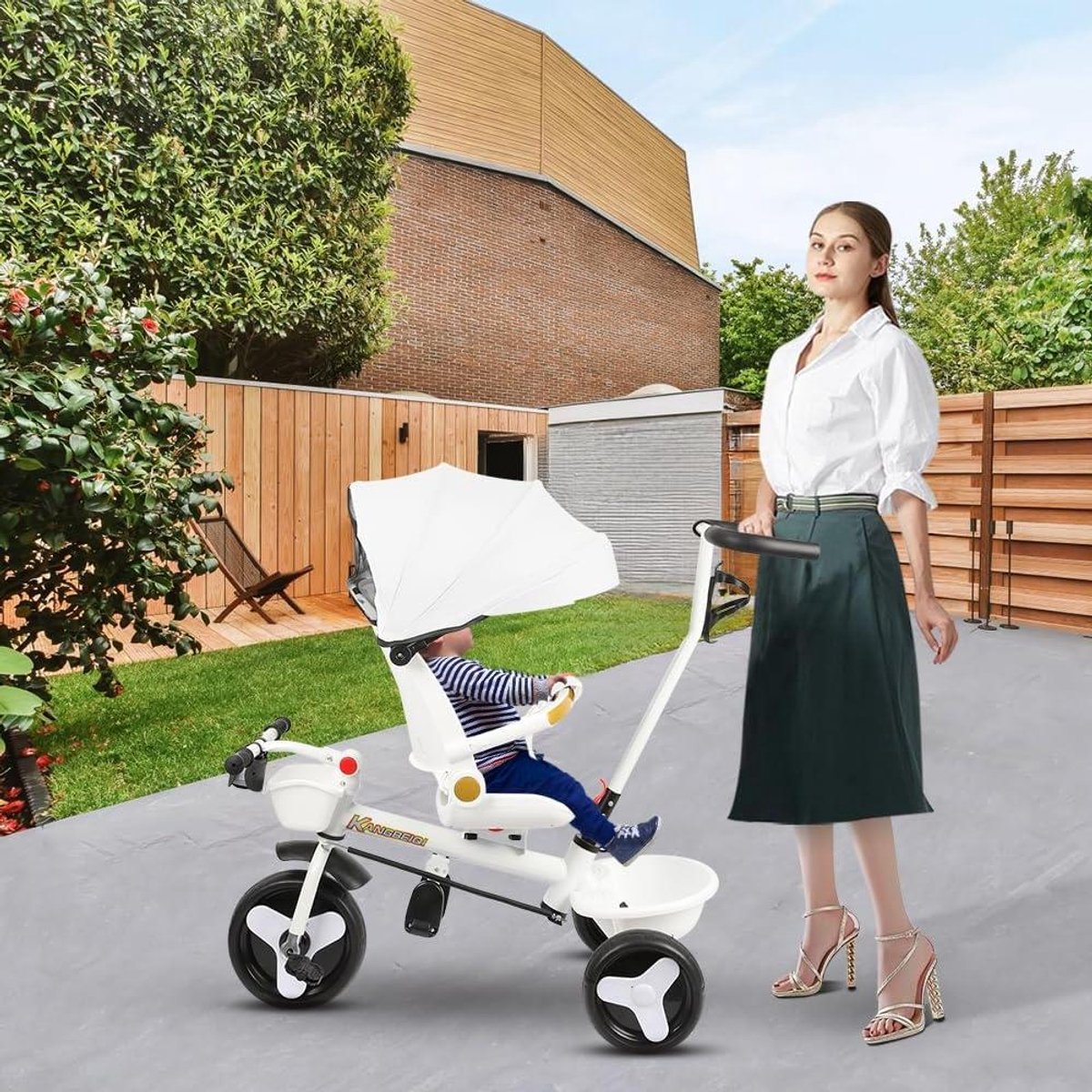 Kinder driewieler - 5-in-1 fiets - Buiten spelen - Verstelbare duwstang - 1 cm - Wit Driewieler kopen online
