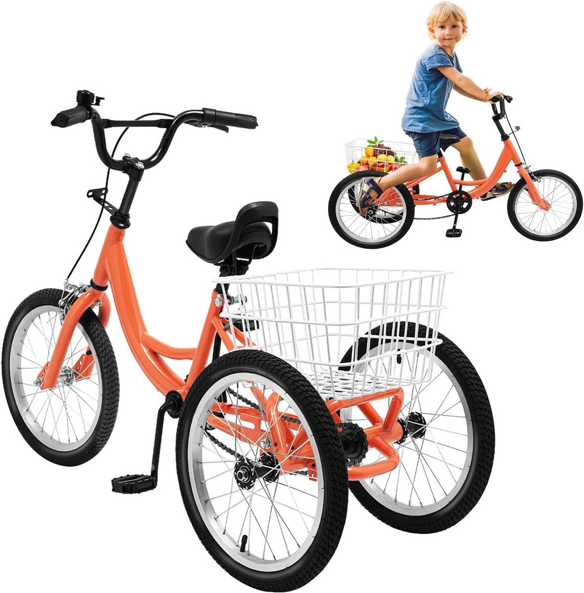 Kinder driewieler - Driewieler fiets - Buiten spelen - Robuuste koolstofstaal - 16 inch - Lichtoranje Driewieler kopen online