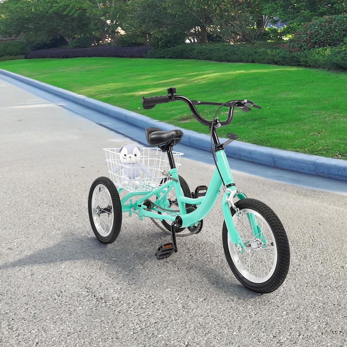 Kinder driewieler - Driewieler fiets - Veilig spelen - Stabiele constructie - 14 inch - Lichtgroen Driewieler kopen online