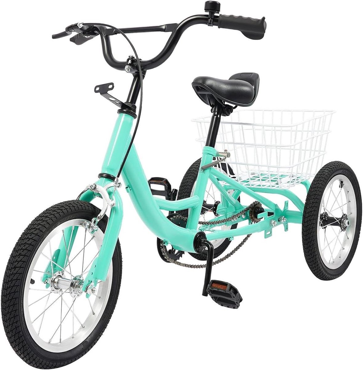 Kinder driewieler - Driewieler met mand - Veilig op pad - Stabiele constructie - 16 inch - Lichtgroen Driewieler kopen online