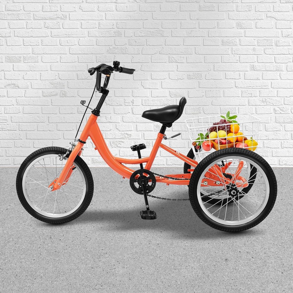 Kinder driewieler - Driewieler voor kinderen - Buiten spelen - Met grote mand - 16 inch - Lichtoranje Driewieler kopen online