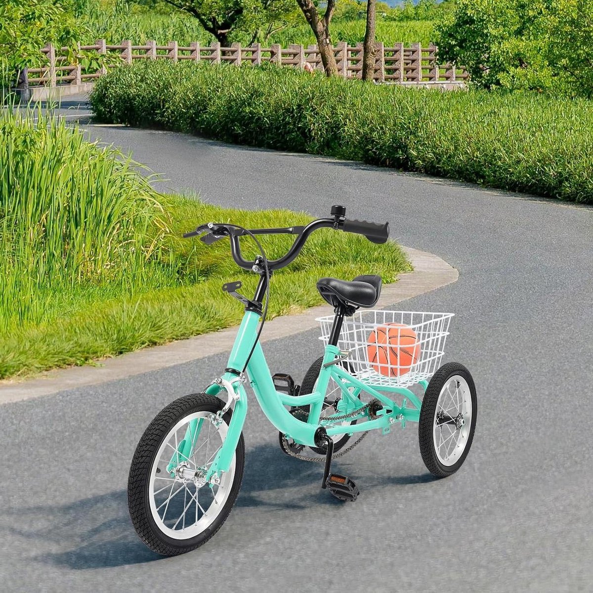 kinder driewieler driewieler voor kinderen ontspannen ritjes met achtermand 14 inch lichtgroen
