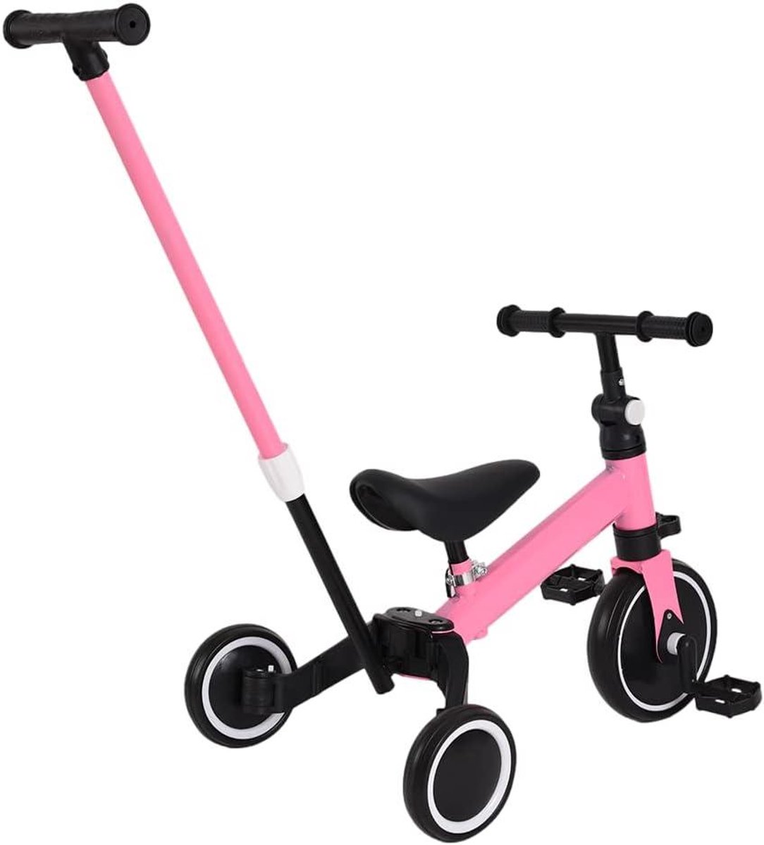 Kinder driewieler - Loopfiets baby - Buiten spelen - 3-in-1 ontwerp - 60 x 42 x 49 cm - Roze Driewieler kopen online