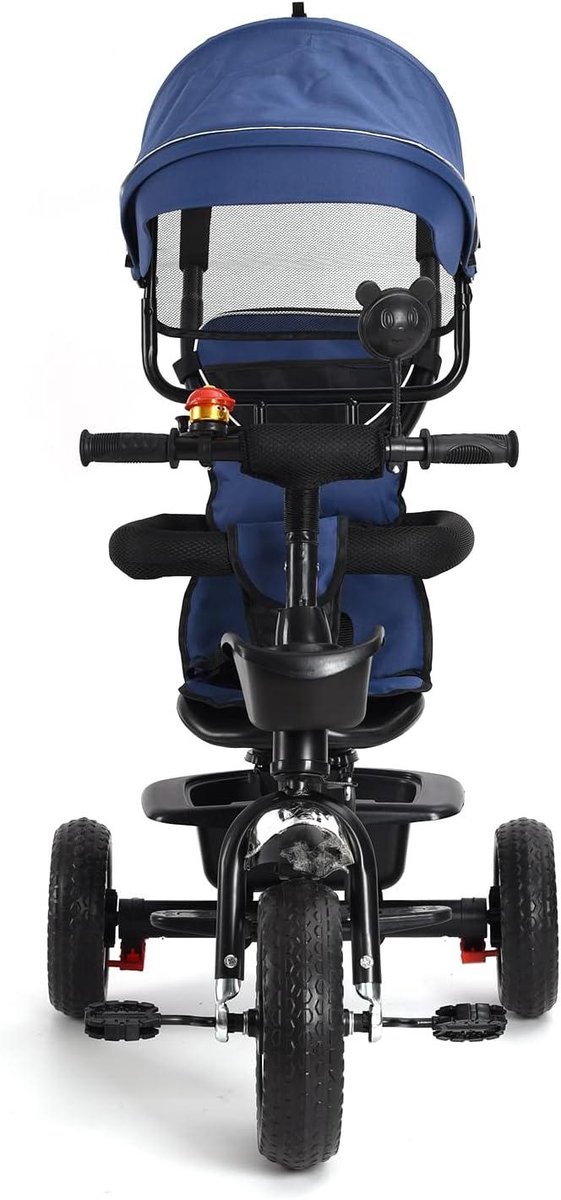 Kinder Driewieler - Loopfiets Baby - Buiten Spelen - Verstelbare Duwstang - 75 cm - Donkerblauw Driewieler kopen online