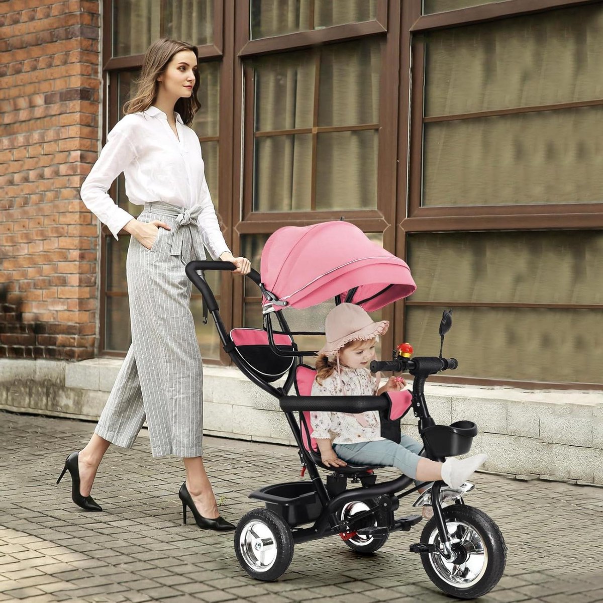 Kinder driewieler - Loopfiets baby - Veilig buiten spelen - Multi-stage gebruik - 46x75x106cm - Roze Driewieler kopen online