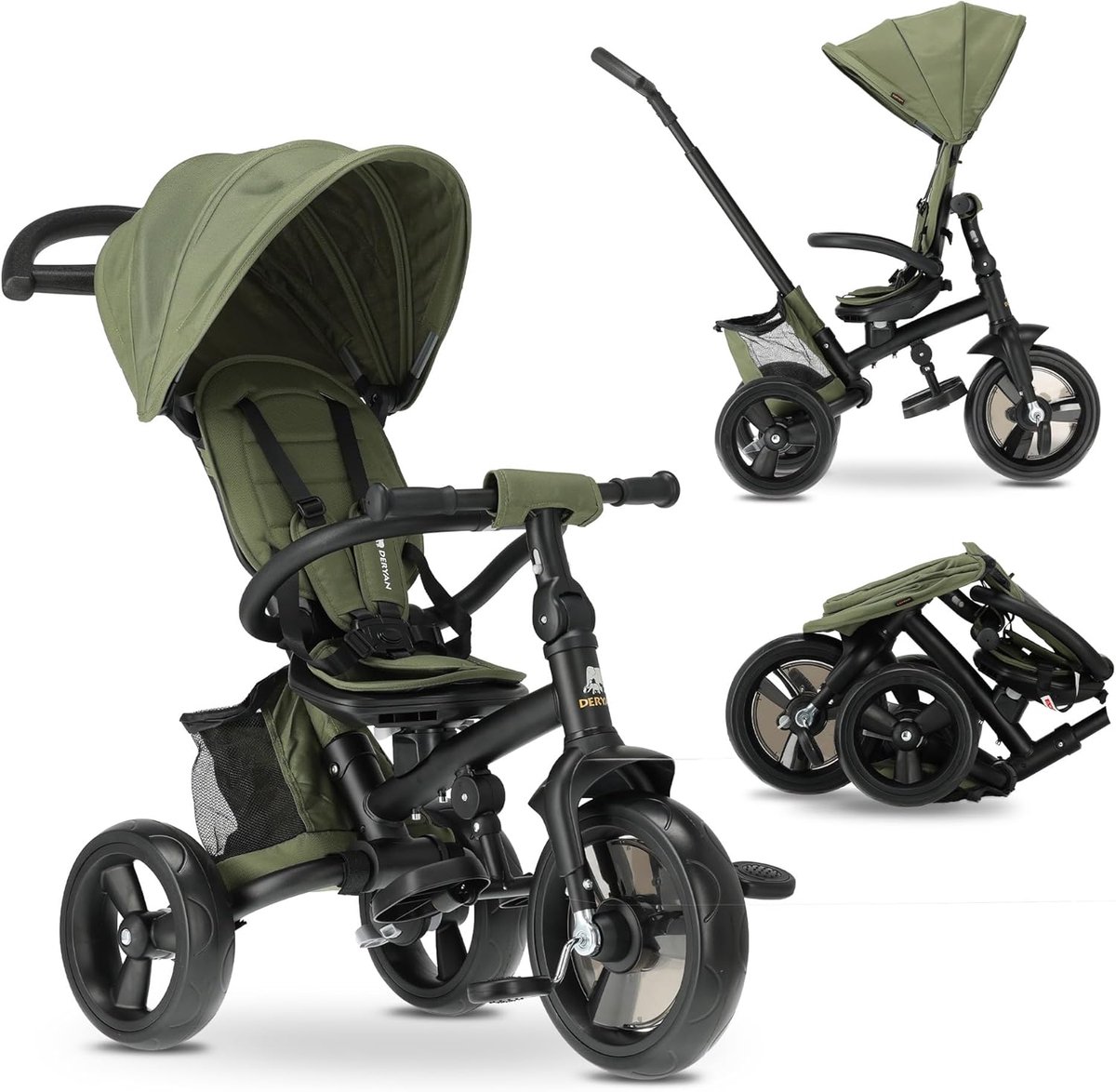 Kinder driewieler - Loopfiets met duwstang - Buiten spelen - Compact inklapbaar - Tot 25 kg - Groen Driewieler kopen online