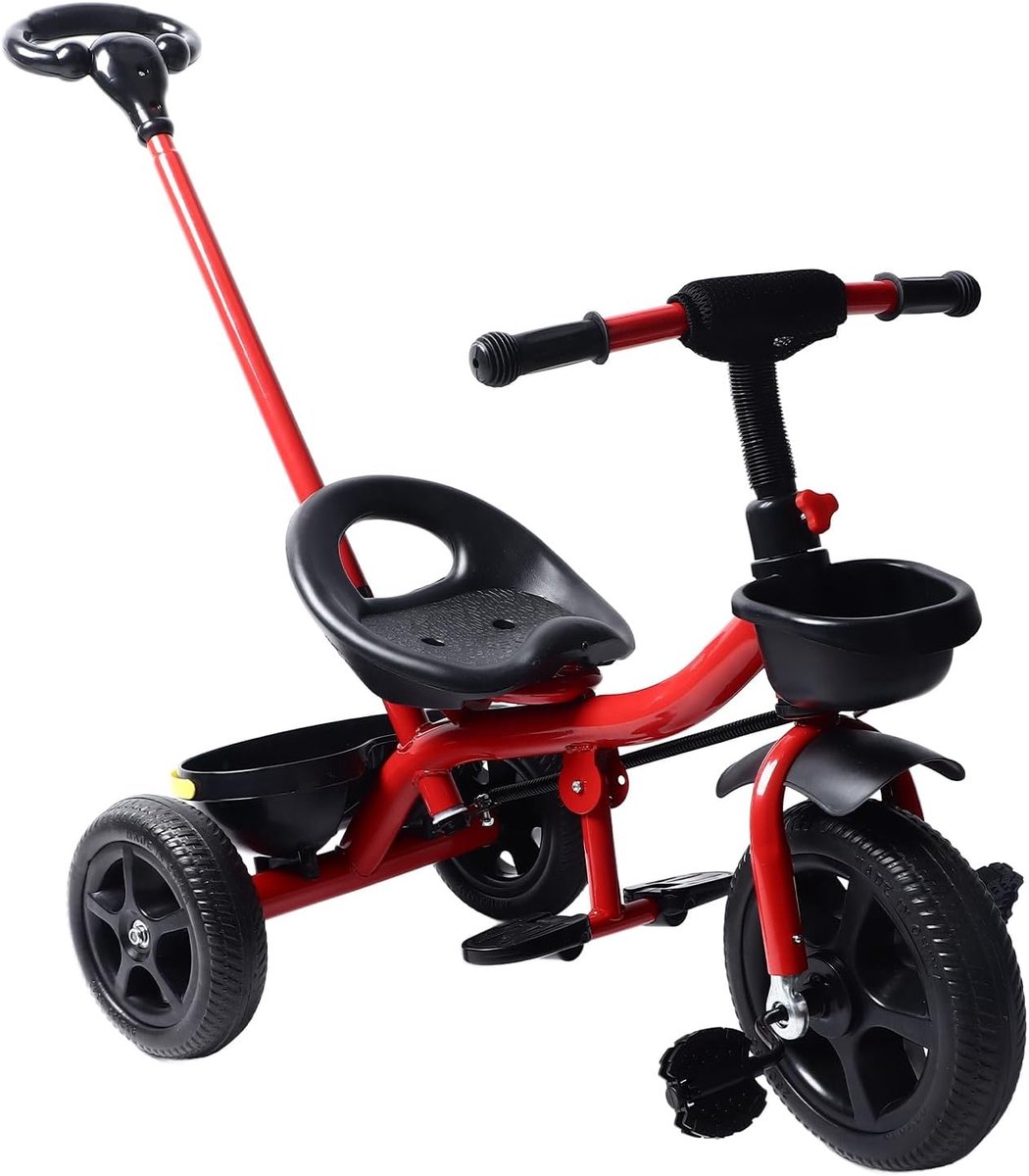 Kinder driewieler - Loopfiets met duwstang - Buiten spelen - Omvalbestendig ontwerp - 56 x 33 x 28 cm - Blauw Driewieler kopen online