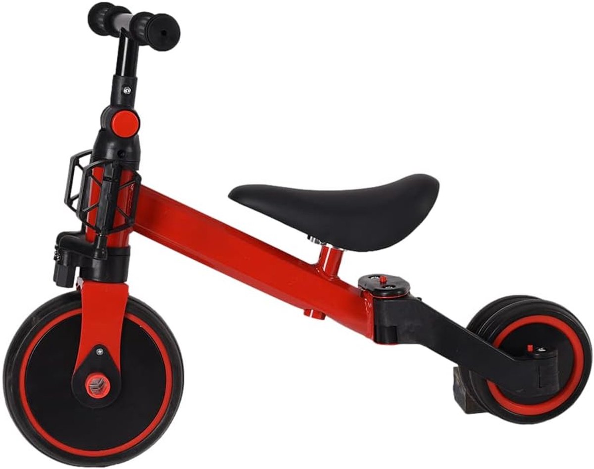 kinder driewieler loopfiets peuter buiten spelen 3 in 1 functie tot 15 kg rood