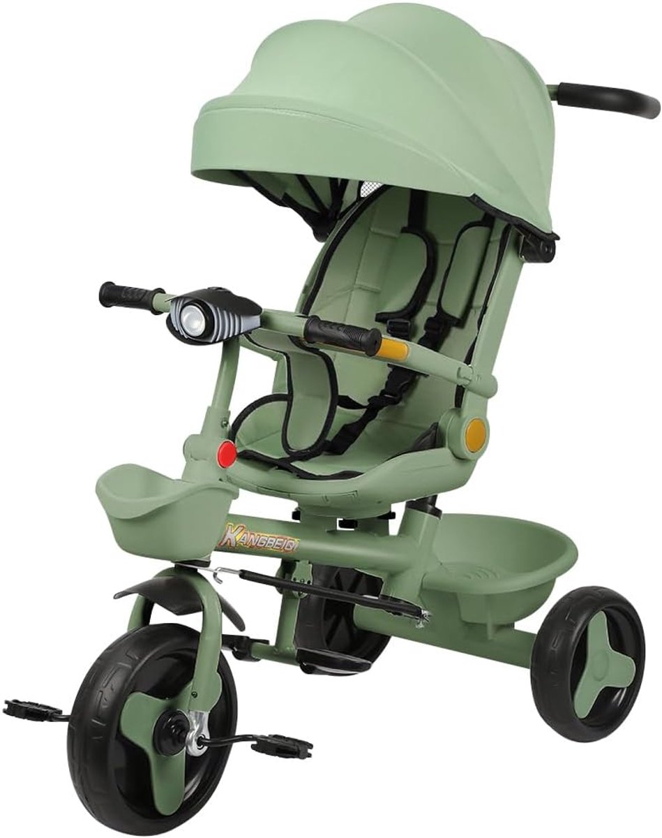 kinder driewieler loopfiets peuter buiten spelen 5 in 1 ontwerp 81x49x95 cm groen