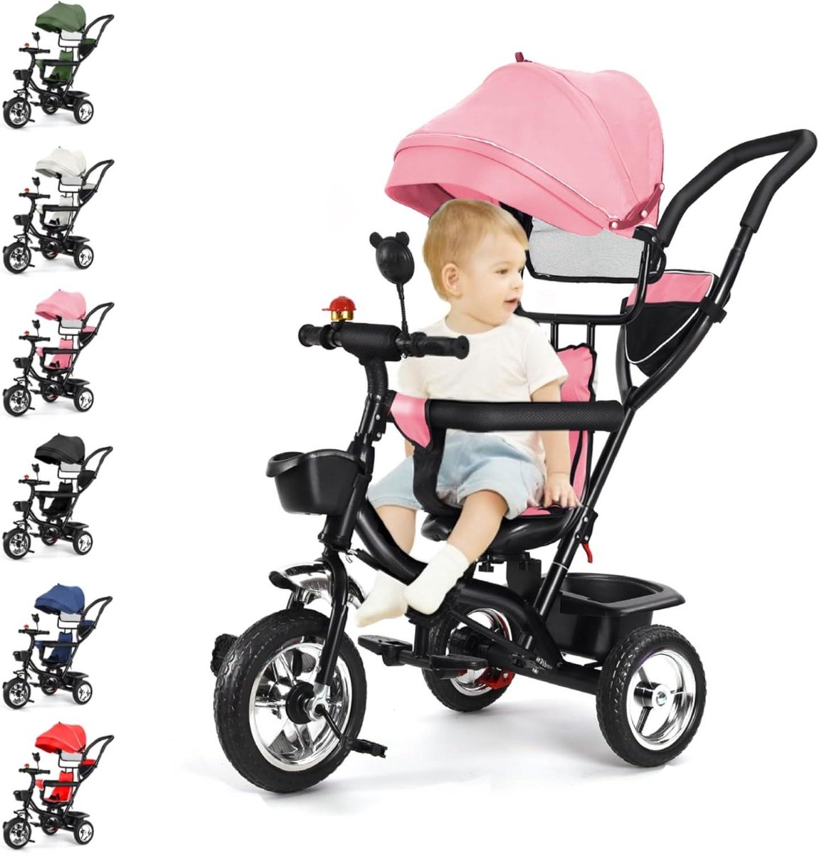 Kinder driewieler - Loopfiets peuter - Buiten spelen - Groeit mee met kind - 106x75x46 cm - Roze Driewieler kopen online